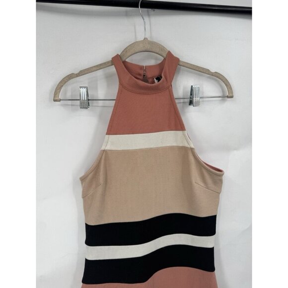 Windsor High Neck Striped Knee Length  Bodycon Dress Women Medium Colorful - Picture 7 of 7